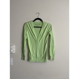 Delias Y2K Vintage 2000s Lime Green V Neck Top Lime Green Cotton‎ Small Stretch